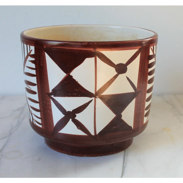 Italian Vintage Italian Brown & White Pottery Planter For Sale - Image 3 of 8