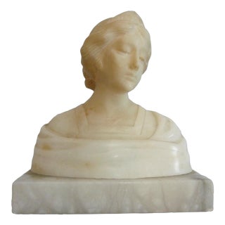 1930s Italian School Sculpture, Angelo Biancini's Alabaster Bust of Goddess Diana Artemis For Sale