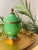 Metal Antique French Green Opaline and Brass Large Covered Jar With Acorn Finial For Sale - Image 7 of 9