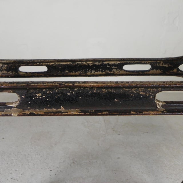 Black Industrial Cast Iron Garden Table with Stone Top, 1930s For Sale - Image 8 of 18