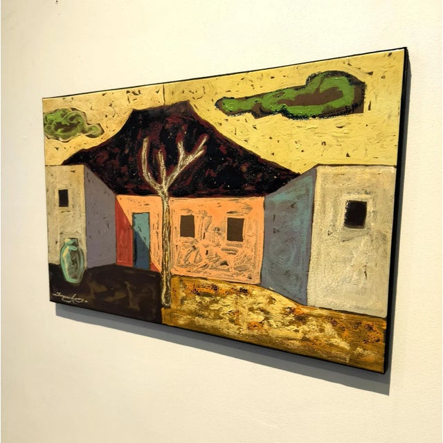 2010s "Santa Fe" Painting of Adobe Homes by Jacques Lamy For Sale - Image 5 of 6
