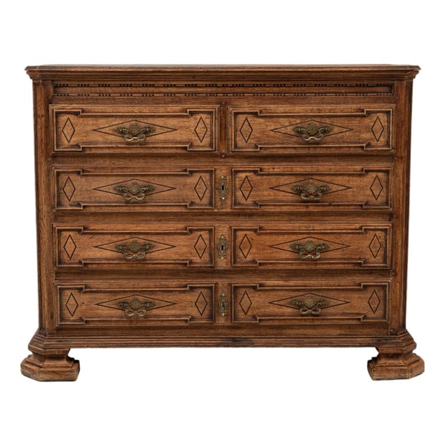 19th Century French Baroque Oak Chest of Drawers For Sale