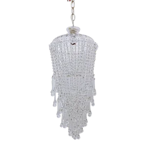 1960s Parachute Chandelier With Hand Cut Glass Dish and Glass Rosettes