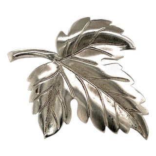 1990s Tiffany & Co Estate Leaf Brooch Pin Sterling Silver 7 Grams For Sale