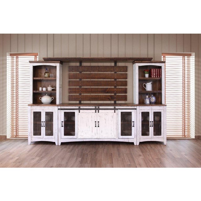 Greenview Mesh Door Bookcase - Distressed White For Sale - Image 4 of 4