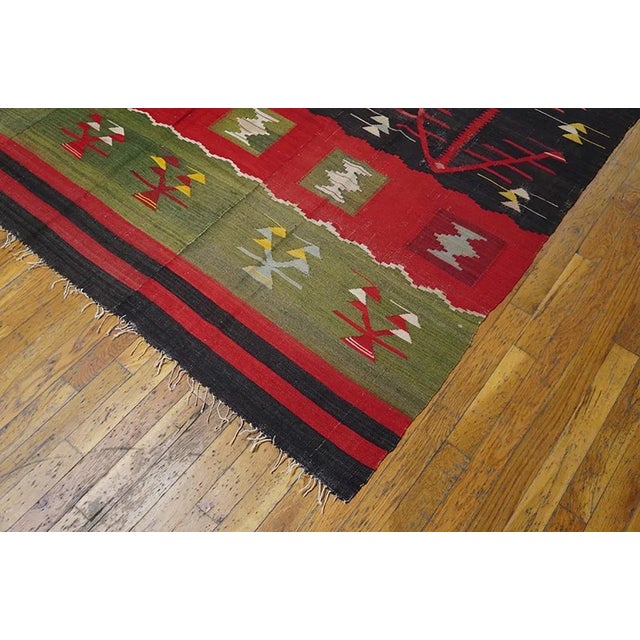 1890s Red Tree of Life Antique European Besserabian Kilim Rug 6'6" X 12'4" Flatweave Wool Carpet For Sale - Image 9 of 9