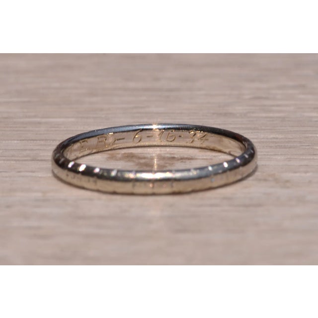 The Central Ave: White Rose Signed Antique Wedding Band Circa 1934 For Sale - Image 4 of 8