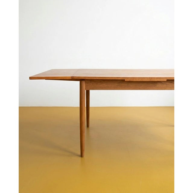 Mid-Century Modern Vintage Danish Square Oak Table with 2 Extensions, 1960s For Sale - Image 3 of 5