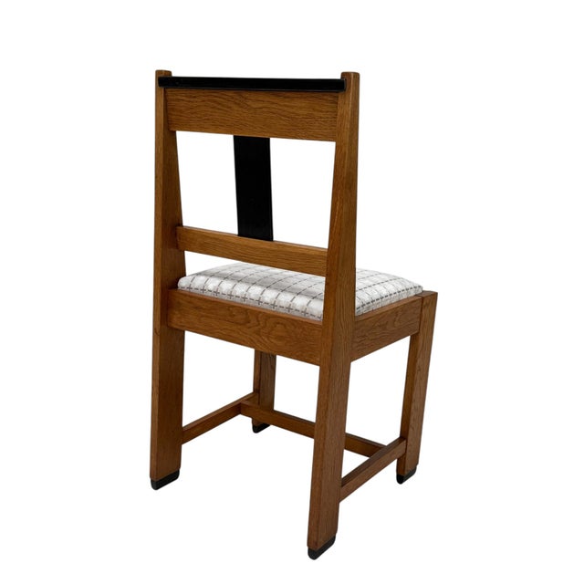 Art Deco Modernist Side Chair in Oak & Velvet from Jan Brunott, 1920s For Sale - Image 4 of 12