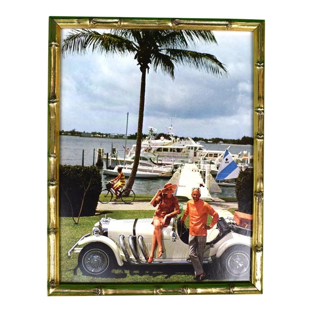 Slim Aarons Jim Kimberley at Home With Car and Boats in Palm Beach C1974 Framed Color Plate For Sale