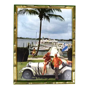 Slim Aarons Jim Kimberley at Home With Car and Boats in Palm Beach C1974 Framed Color Plate
