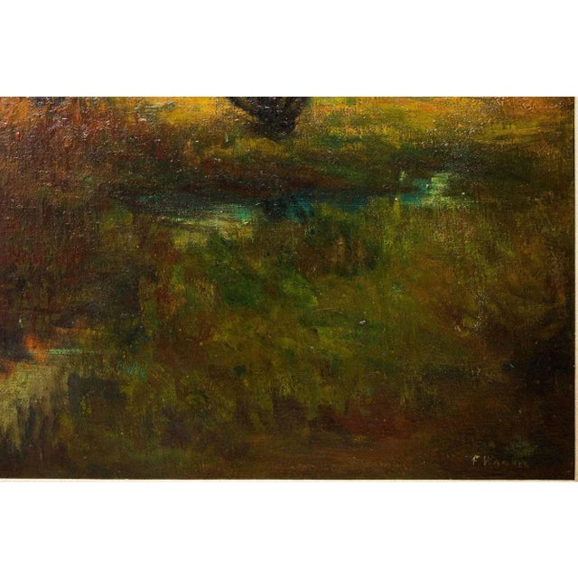 Wood Pennsylvania Impressionist Landscape Painting "Evening Pasture" by Frederick Wagner For Sale - Image 7 of 12