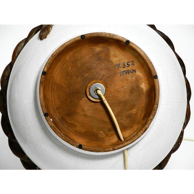 Mid-Century Italian White Ceramic Table Lamps with Original Shades, 1950s, Set of 2 For Sale - Image 12 of 18