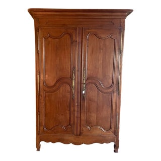 18th Century French Country Armoire Linen Press Wardrobe Cabinet For Sale