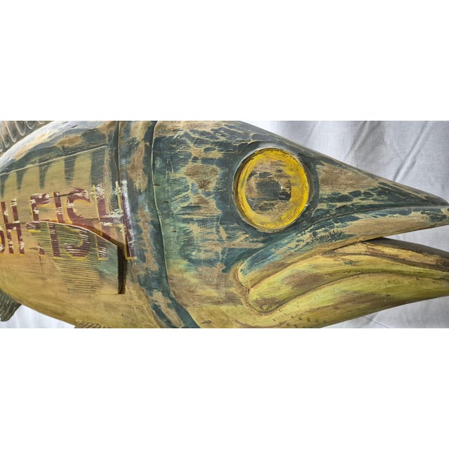 American Six Foot Carved Fish Trade Sign For Sale - Image 3 of 12