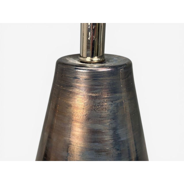 Bronze Contemporary Modern Table Lamps, Distressed Bronze Glass Finish, Lucite, Usa - a Pair For Sale - Image 8 of 10