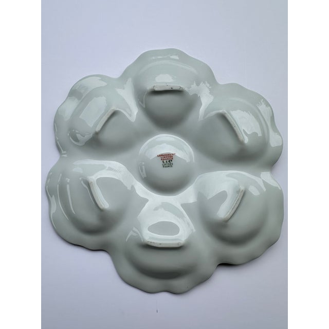 1900 - 1909 Antique Lafarge & Cie Limoges Oyster Plate, Hand-Painted For Sale - Image 5 of 6