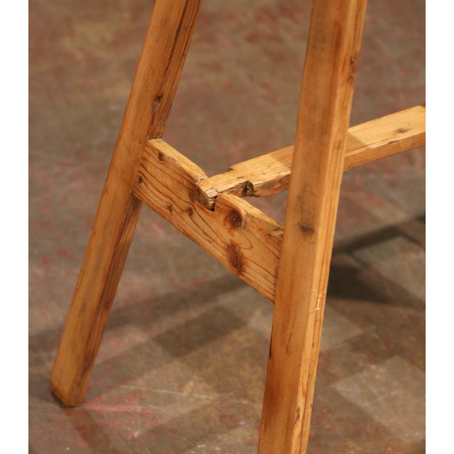 Wood 19th C. French Pine Folding Six-Step Ladder With Locking Bar Mechanism For Sale - Image 7 of 8