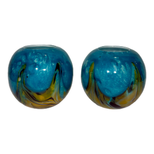Late 20th Century Palm Beach Regency Mdina Style Hand-Blown Mottled Cased Art Glass Globe Vases - A Pair