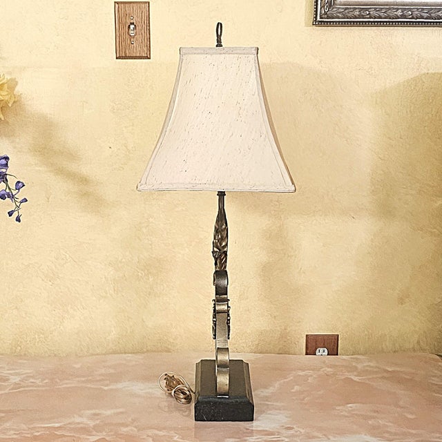 Maitland - Smith Vintage Maitland-Smith Neoclassical Brass Scrollwork Table Lamp For Sale - Image 4 of 18