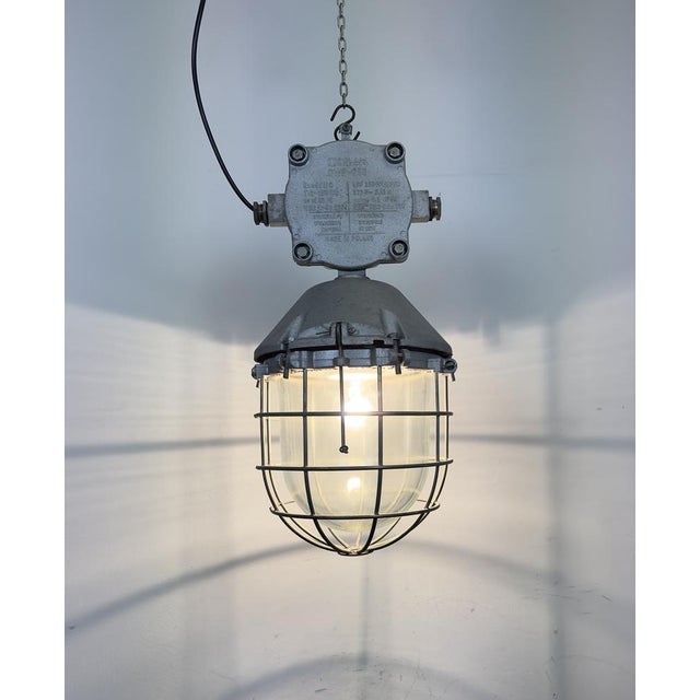 Large Industrial Cast Aluminium Cage Pendant Light, 1970s For Sale - Image 15 of 17