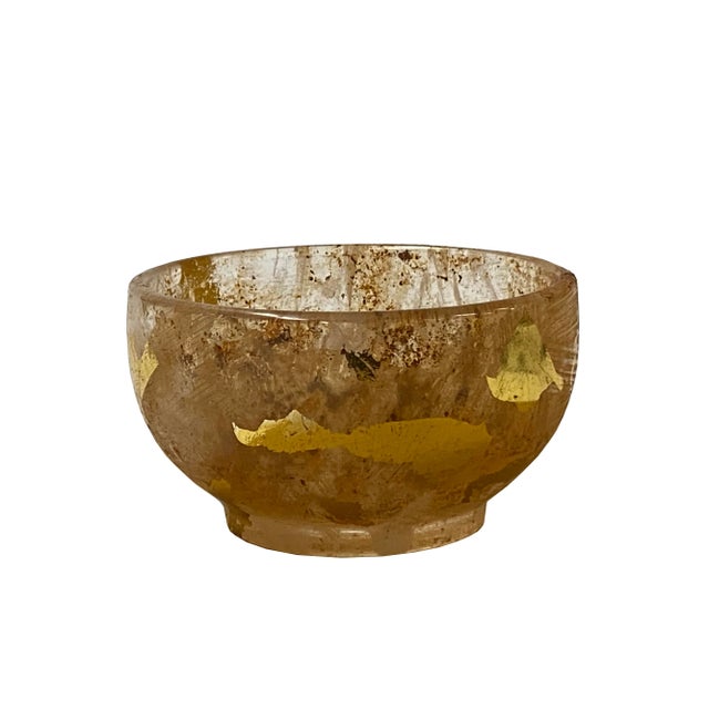 Mud Marks UnderGround Treasure Crystal Glass Bowl With Gold Paint For Sale In San Francisco - Image 6 of 6