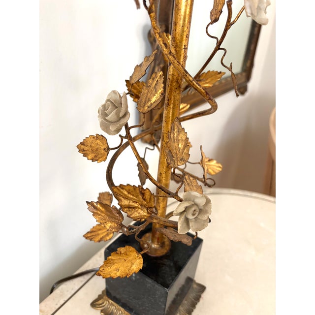 Mid 20th Century Gilt Leaf Boudoir Lamp With Marble Base, Newly Rewired For Sale - Image 9 of 16