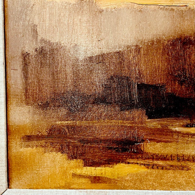 Yellow 1980's Abstract Impressionist Desert Landscape - After Sunset by Robert Baranet - Rare Carl Laughlin Frame For Sale - Image 8 of 13