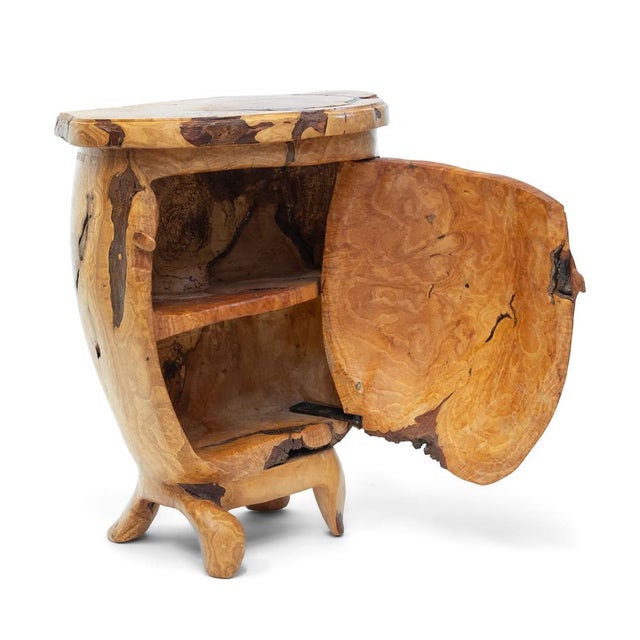 Rustic Pierre Decorse Organic Sculptural Olive Burr Wood Wabi Sabi Side Cabinet 2003 For Sale - Image 3 of 15