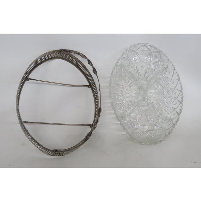 Mid 20th Century Mayell Queen Anne Divided Glass Dish on Footed Silver Plated Handled Stand For Sale - Image 13 of 15