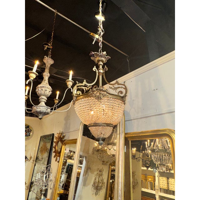 Traditional Late 19th Century French Louis XV Bronze and Crystal Chandelier For Sale - Image 3 of 7