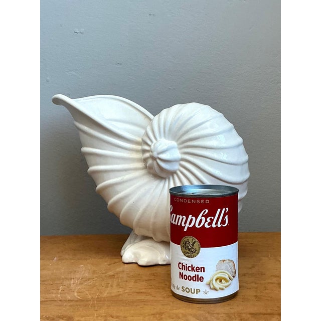 Vintage White Nautilus Form Ceramic Vase For Sale - Image 15 of 16