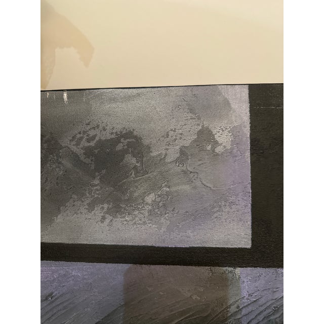 Large 1980s Robert Marx Abstract Geometric Acrylic Painting on Canvas – Iridescent Texture & Color For Sale - Image 11 of 12