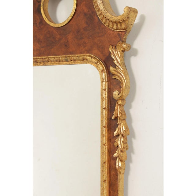 Wood Mid 20th Century George II Style Parcel Gilt & Burl Walnut Wall Mirror For Sale - Image 7 of 13