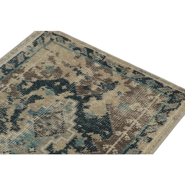 Distressed Style Scatter Rug in Blue, Beige-Brown Pattern by Rug & Kilim For Sale In New York - Image 6 of 7