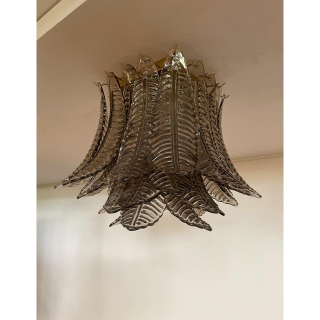 Murano Ceiling Lamp with 32 Smoked Felci Glasses, 1990s For Sale - Image 14 of 18