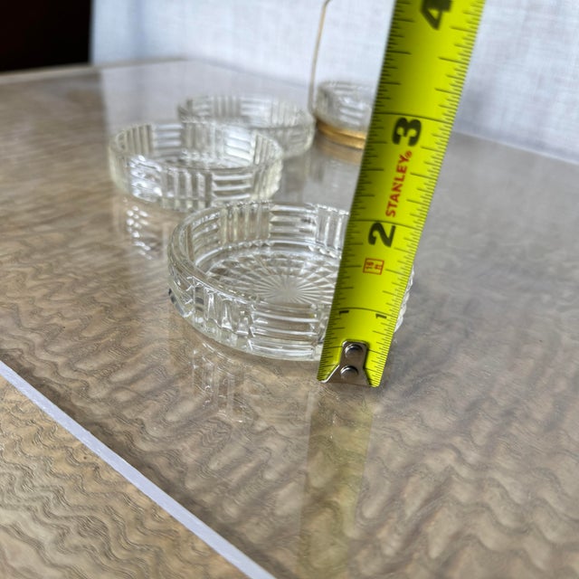 1950s Mid Century Brass Handled Condiment Server With Starburst Pressed Glass Inserts, Set of Four For Sale - Image 9 of 11