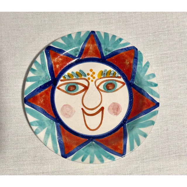Mid 20th Century MCM Italian DeSimone Hand Painted Ceramic Sun Plates For Sale - Image 5 of 7