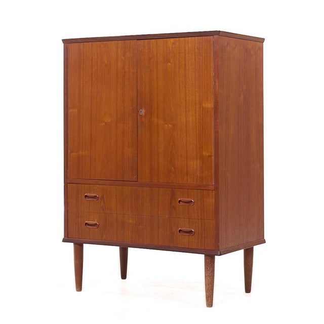 Mid-Century Modern Arne Vodder Style Mid Century Danish Teak Armoire For Sale - Image 3 of 8
