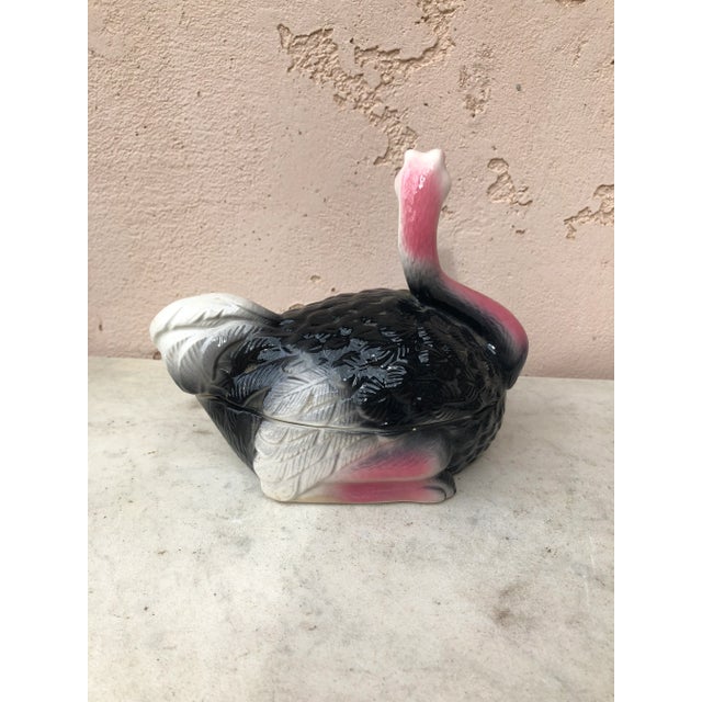 Mid-Century Modern C.1950 Majolica Tureen Ostrich Caugant For Sale - Image 3 of 7