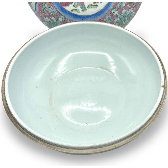 Antique Chinese Famille Rose Medallion Covered Box Double Bowl 11” For Sale - Image 11 of 15