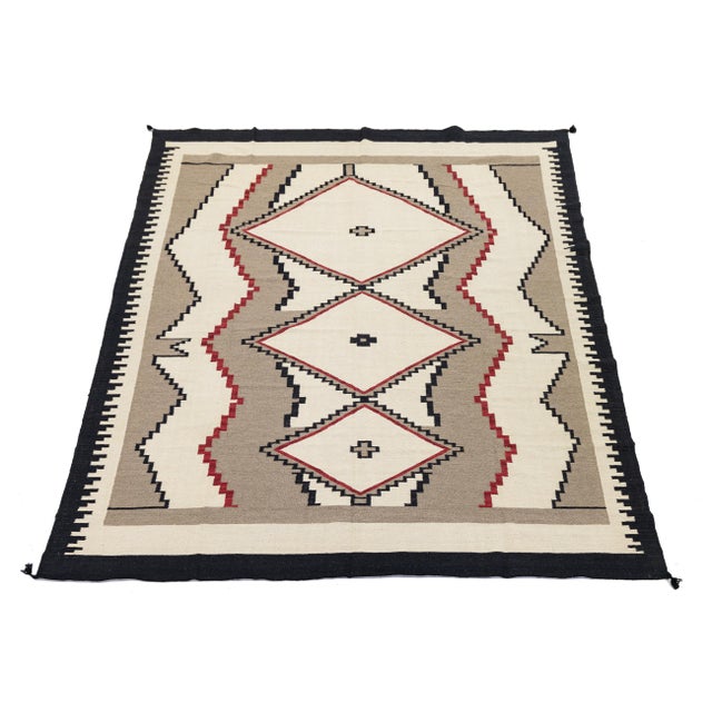 Native American Modern Navajo-Style Wool Area Rug – Geometric Ganado & Klagetoh Inspired Design For Sale - Image 3 of 11