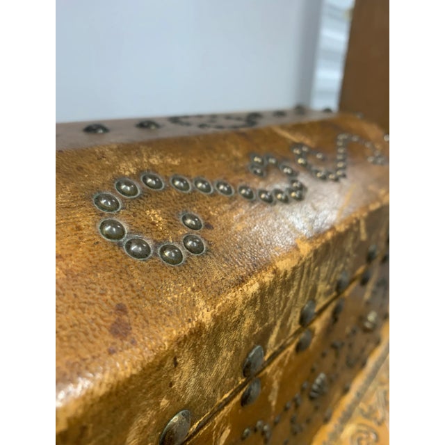 Early 20th Century Antique Studded Leather Dome-Top Chest For Sale - Image 5 of 10