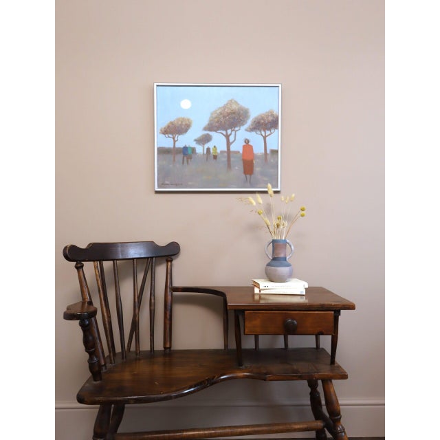 Mid-Century Modern Mid-Century Modern 'Under the Pale Blue Sky' Vintage Figurative Landscape Oil Painting by Swedish Artist Fabian Lundqvist (1913-1989), Framed For Sale - Image 3 of 13