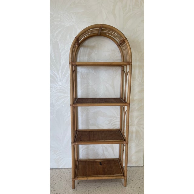 Vivai del Sud 1960s Italian Bamboo Rattan Bohemian French Riviera Étagère Bookshelf For Sale - Image 4 of 9