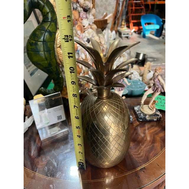 Mid 20th Century Etched Brass Pineapple Box For Sale - Image 4 of 6