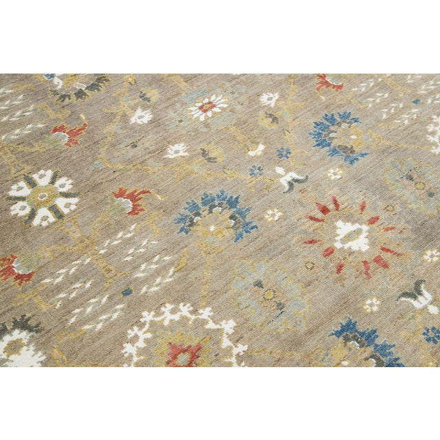 Apadana's Allover Modern Sultanabad Wool Rug Handmade in Beige For Sale In New York - Image 6 of 10