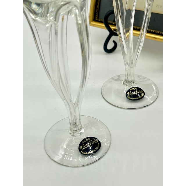 1970s Krosno Jozefina Clear Crystal Stemware, Hand Made in Poland Set