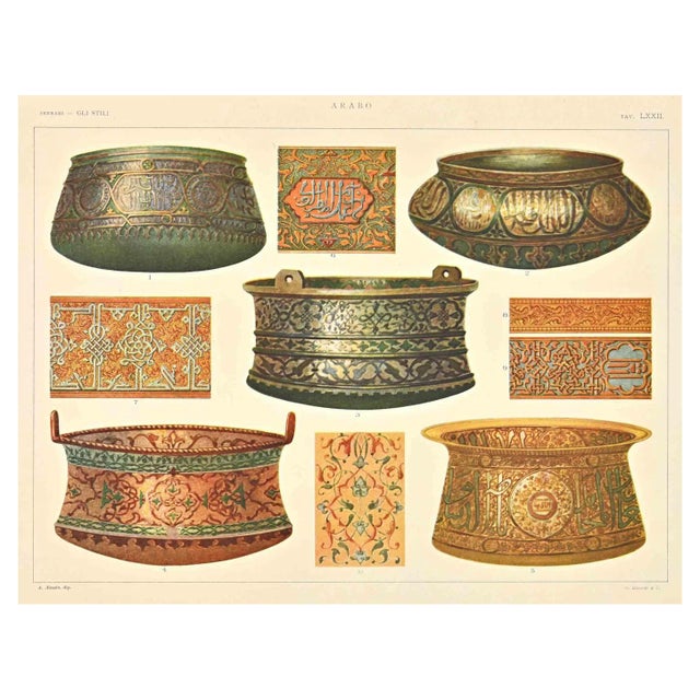 A. Alessio, Decorative Objects, Chromolithograph, Early 20th Century For Sale