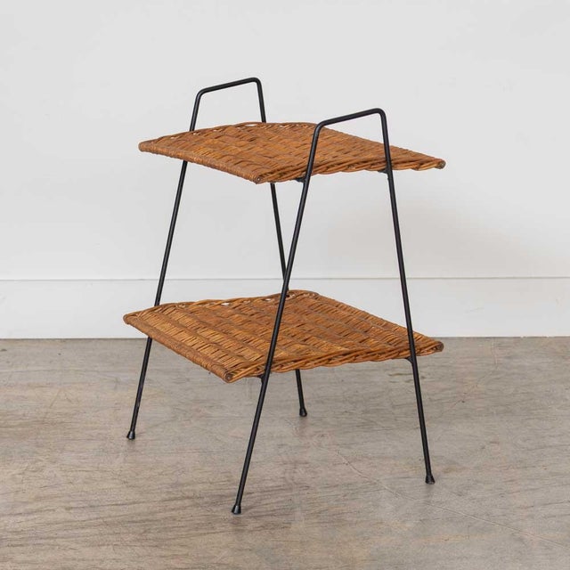 1950s French Wicker and Iron Side Table For Sale In Los Angeles - Image 6 of 11